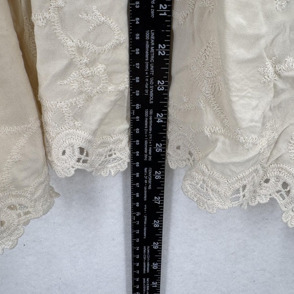 Democracy Shirt Womens 3X Beige Embroidered Boho Peasant Tunic Top Rayon Y2K - Picture 9 of 14